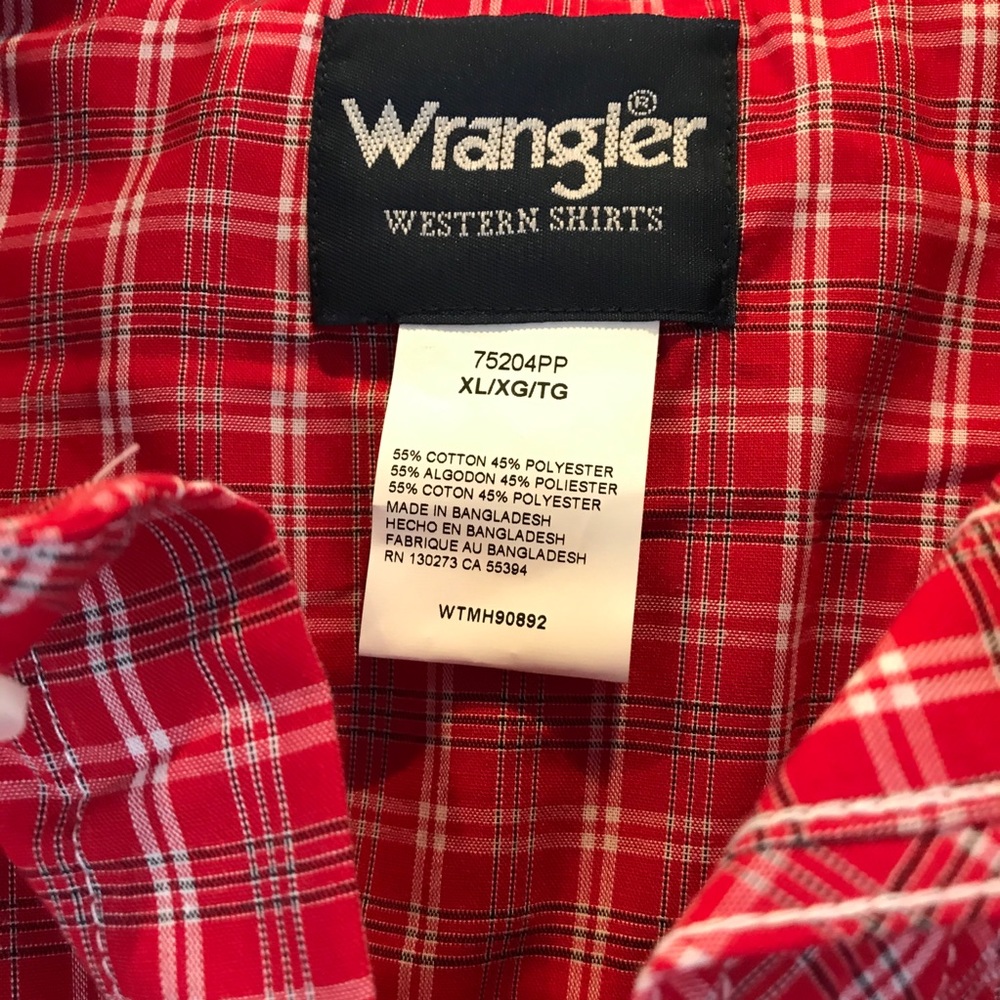 🇺🇸ALS🇺🇸 NWT XL Red Wrangler Western Shirt - Picture 11 of 12
